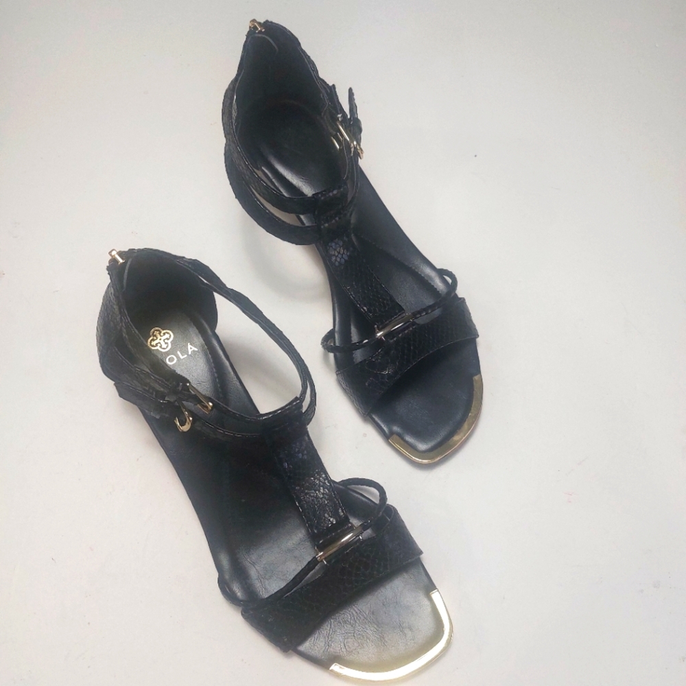 ISOLA Elegant Black and Gold Sandals Size 11